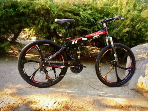 NEW FOLDING MOUNTAIN BIKE MTB 21 SPEED FULL SUSPENSION 26x17 - AUTHENTIC! - Fresh Stock Dated December 2025