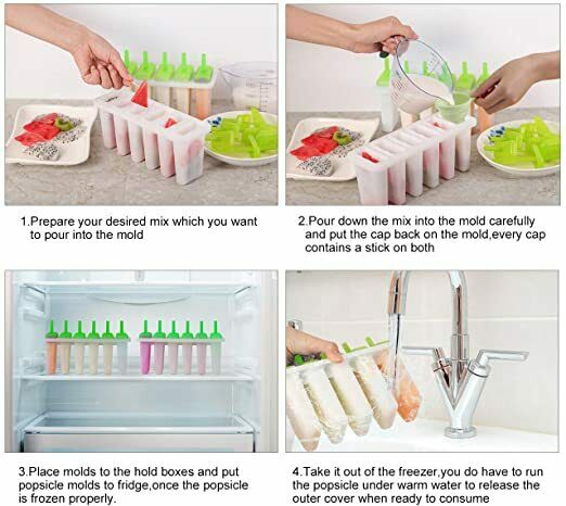 Upgrade Popsicle Molds Sets 6 Ice Pop Makers Reusable Ice Lolly Cream - Fresh Stock Dated February 2026