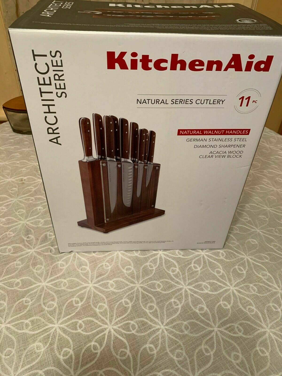 KitchenAid Forged Architect Series 11-Piece Knife Block Set Acacia KKFWO11WN - Fresh Stock Dated January 2026