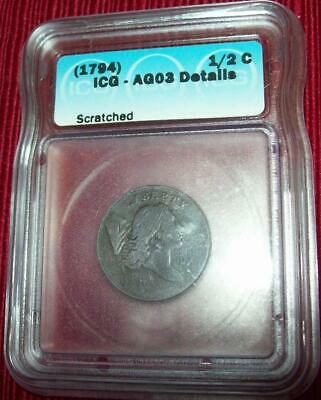 1794 LIBERTY CAP HALF CENT CERTIFIED BY ICG AG03 DETAILS 1/2 CENT 2ND YEAR  1/2C - Fresh Stock Dated December 2025