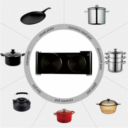 Portable Electric Dual 2 Burner Hot Plate Stove Top Cook Warmer Stainless Steel - Fresh Stock Dated February 2026