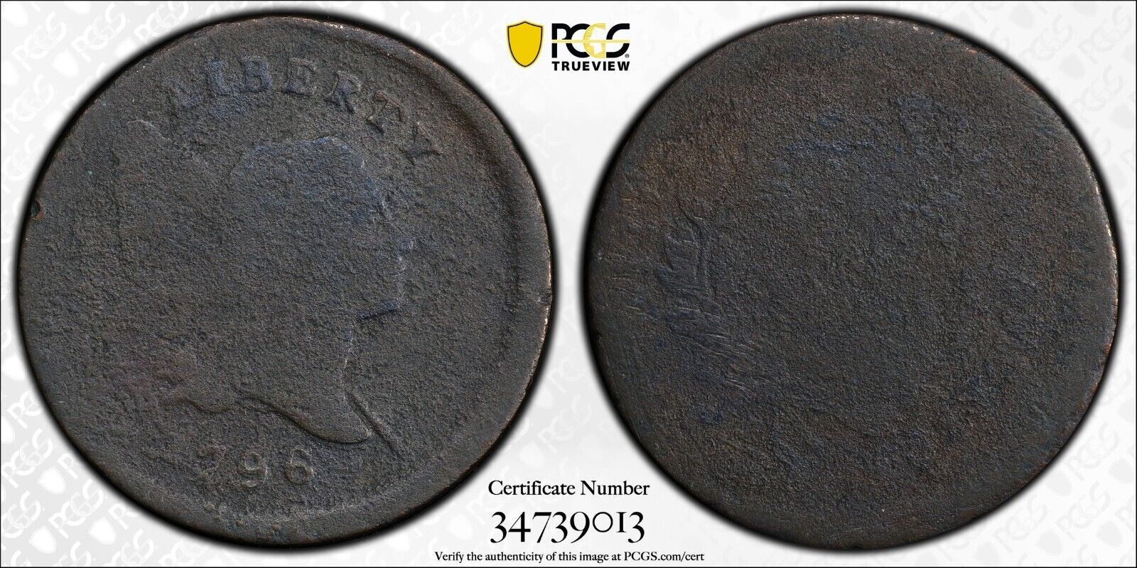 1796 Liberty Cap 1/2C Half Cent With Pole C-2 AG Details PCGS Cert No. 45811581 - Fresh Stock Dated December 2025