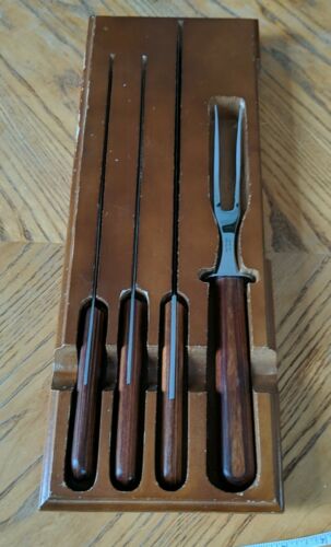 Vintage Case XX 4 Piece Carving Knife Set: Knives, Fork and Storage Tray  Wooden - Fresh Stock Dated January 2026