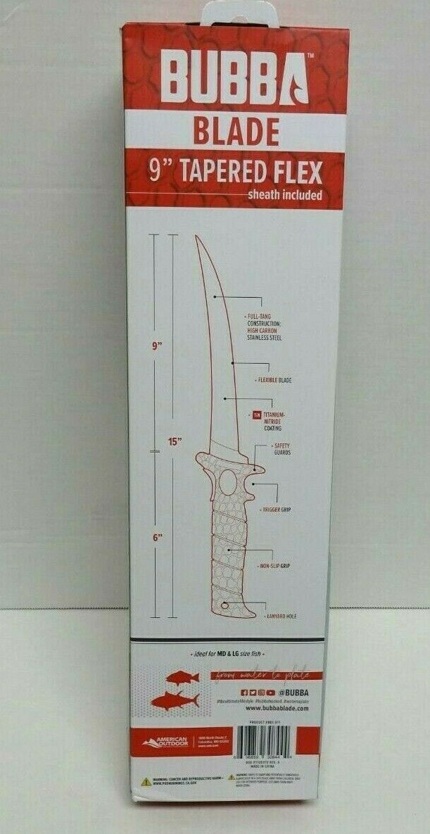 Bubba Blade BB1-9TF 9 In. Tapered Flex Fillet Knife w/ Sheath NEW - Fresh Stock Dated January 2026