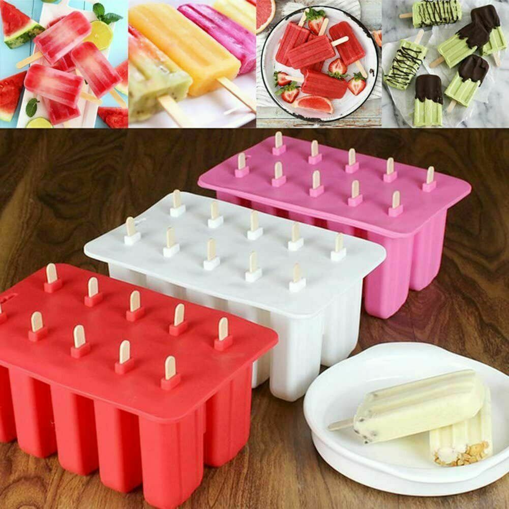 Ice Cream Popsicle Frozen Mold Silicone Lolly Pop Maker Mould Ice Tray Cover Lid - Fresh Stock Dated February 2026