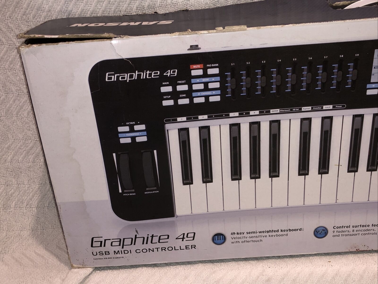 Samson Graphite 49 Key USB MIDI DJ Keyboard Controller After Touch No Power Cord - Fresh Stock Dated December 2025