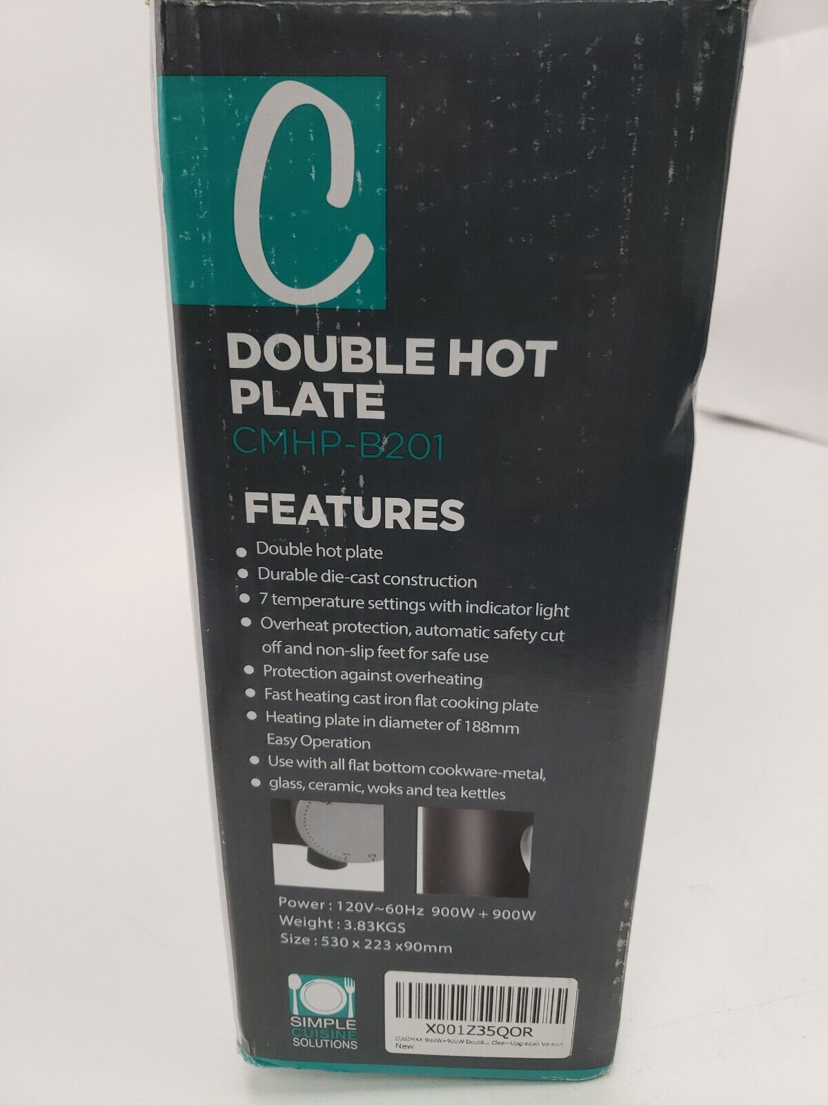NEW Cusimax Double Hot Plate CMHP-B201 Damaged Box - Fresh Stock Dated February 2026