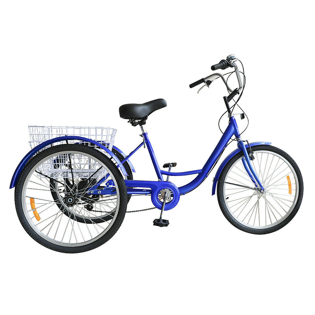 26''/24'' 1/7 Speed Adult Tricycle Trike Elegant 3-Wheel Bike w/ White Basket - Fresh Stock Dated January 2026