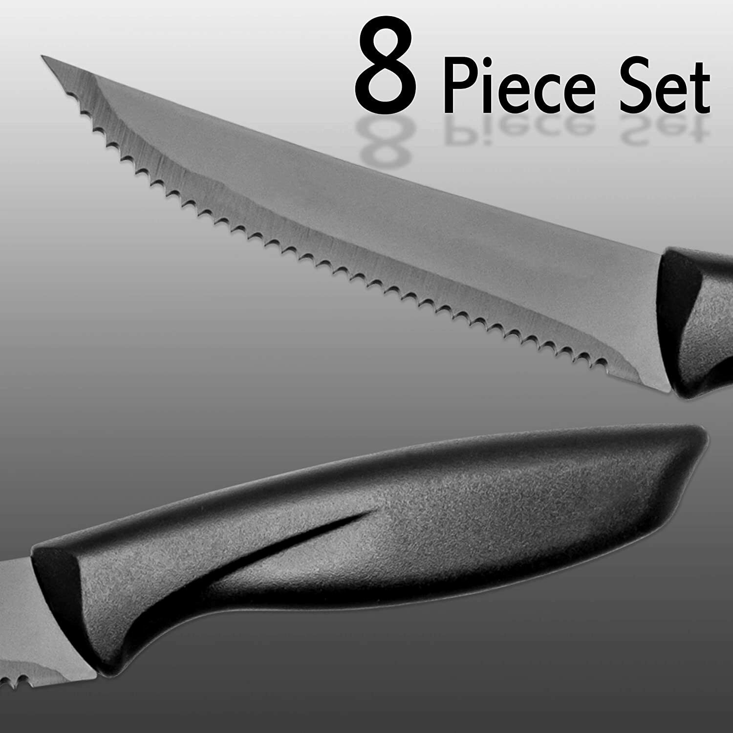 8 Piece Stainless Knife Set Professional Serrated Steak Knives Kitchen Tools USA - Fresh Stock Dated January 2026