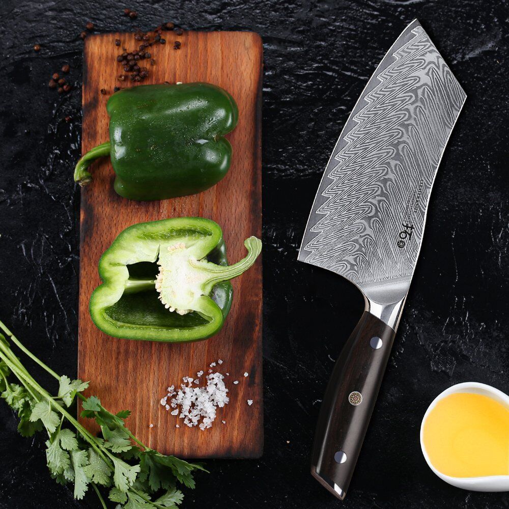 TURWHO 7inch Cleaver Knife 67-Layer Japanese VG10 Damascus Steel Chef Knives - Fresh Stock Dated January 2026