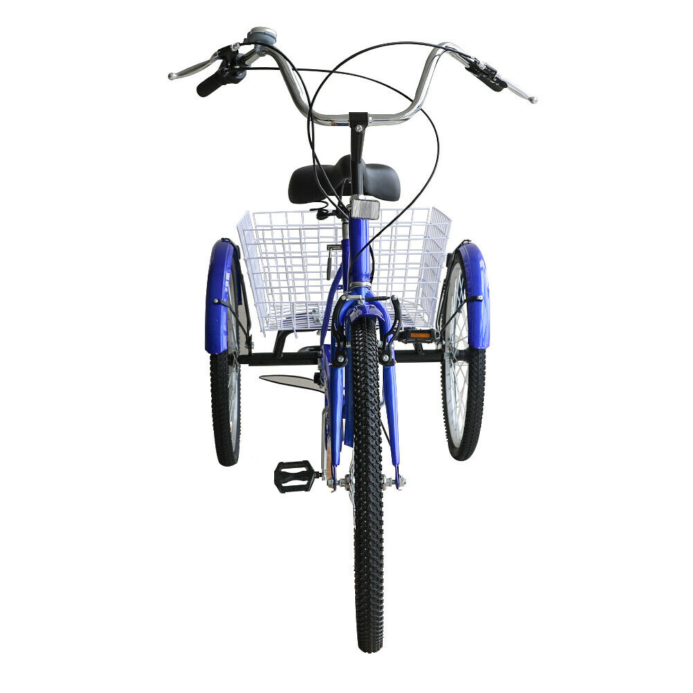 26''/24'' 1/7 Speed Adult Tricycle Trike Elegant 3-Wheel Bike w/ White Basket - Fresh Stock Dated January 2026