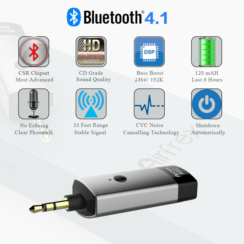 Airfrex Aluminum Bluetooth V4.1 Receiver with Amplifier and Bass Boost Feature - Fresh Stock Dated December 2025