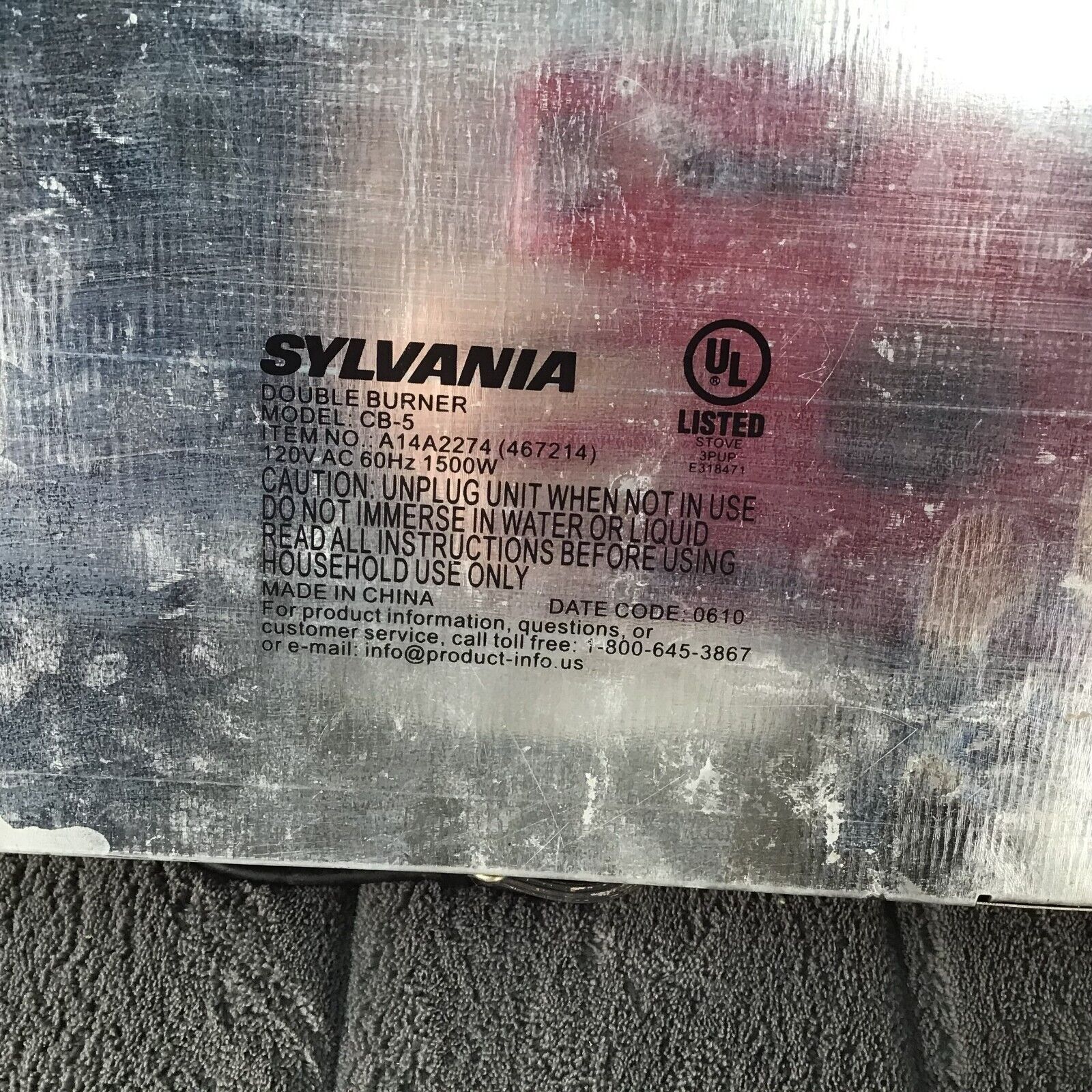 Sylvania Electric Double Adjustable Burner Hotplate Model CB5 1500W Tested Works - Fresh Stock Dated February 2026