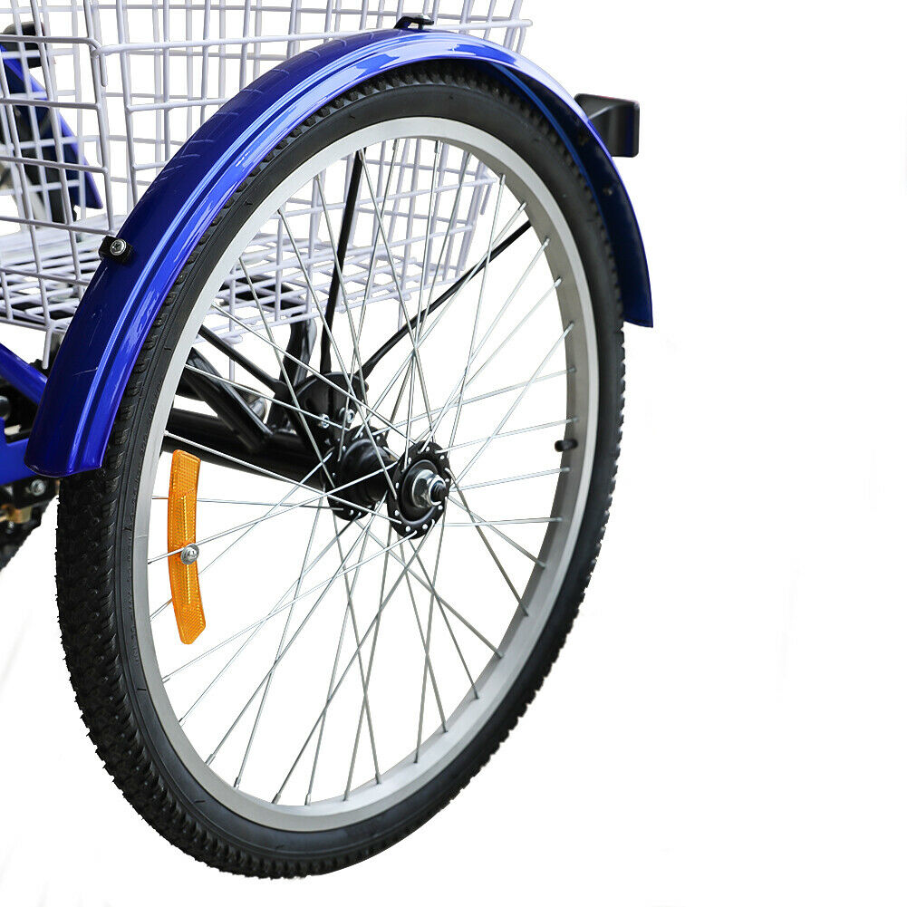 26''/24'' 1/7 Speed Adult Tricycle Trike Elegant 3-Wheel Bike w/ White Basket - Fresh Stock Dated January 2026