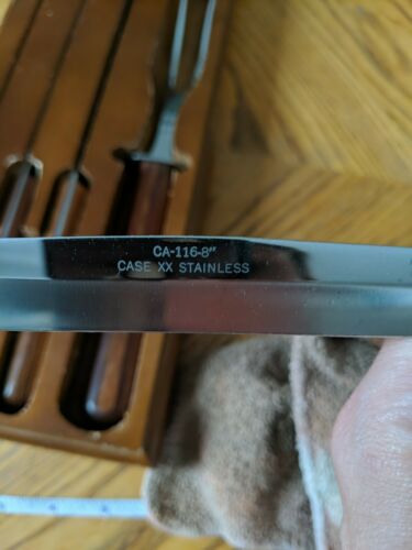 Vintage Case XX 4 Piece Carving Knife Set: Knives, Fork and Storage Tray  Wooden - Fresh Stock Dated January 2026