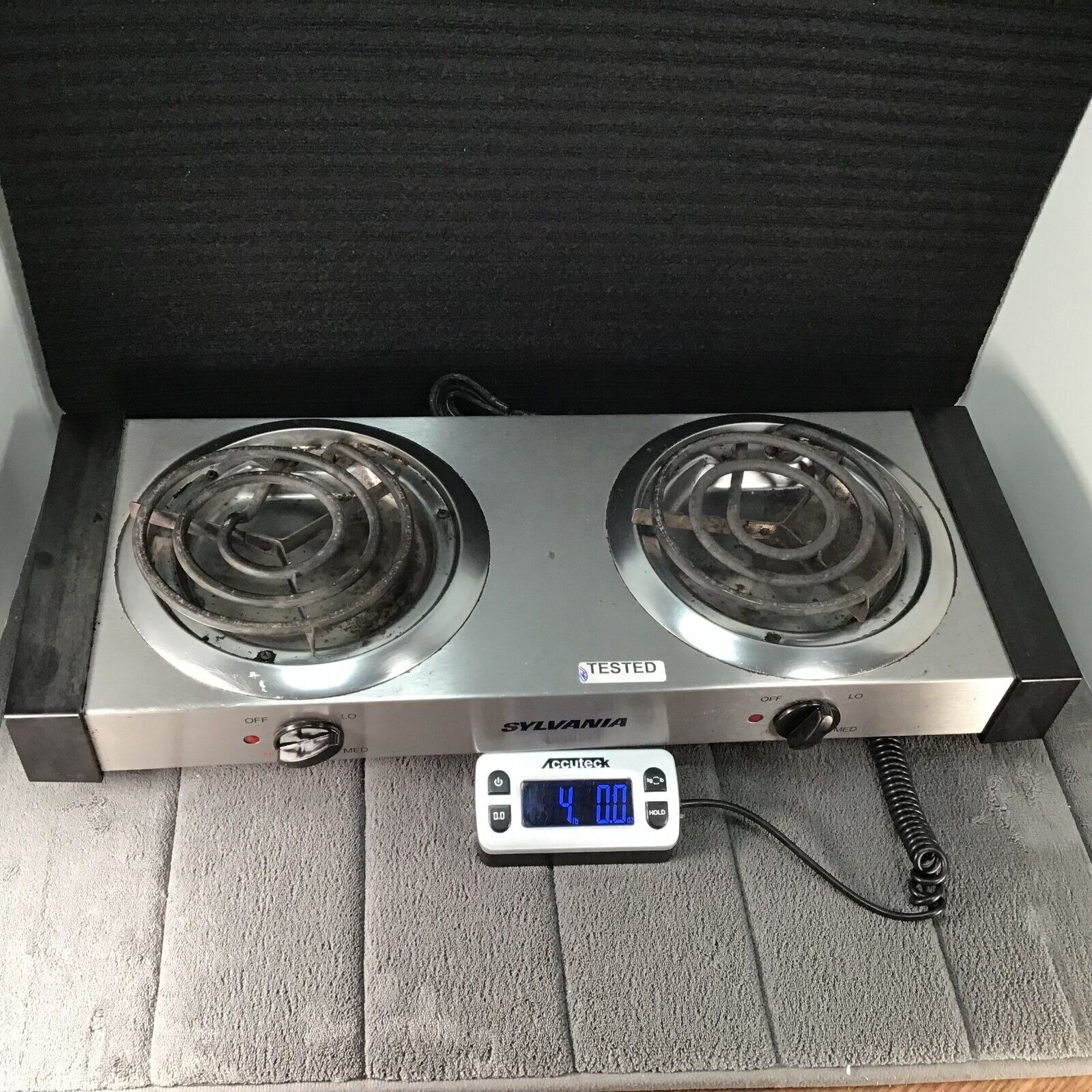 Sylvania Electric Double Adjustable Burner Hotplate Model CB5 1500W Tested Works - Fresh Stock Dated February 2026