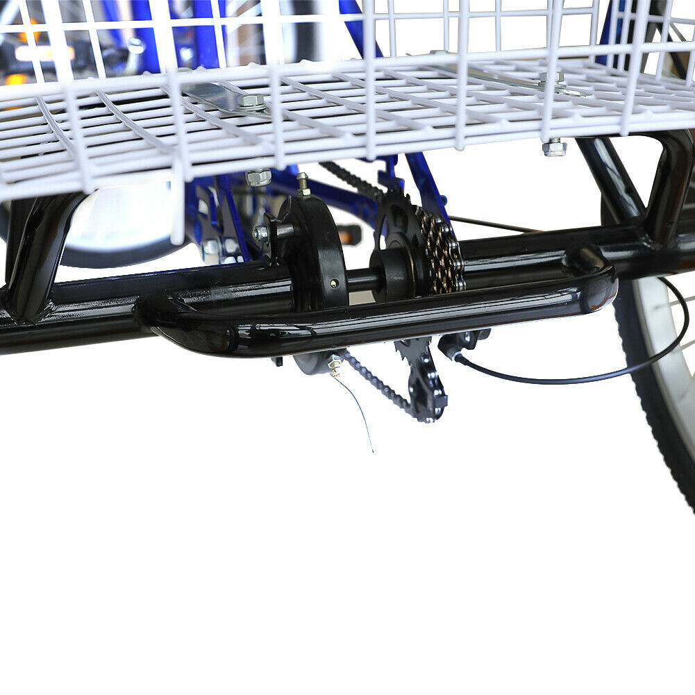 26''/24'' 1/7 Speed Adult Tricycle Trike Elegant 3-Wheel Bike w/ White Basket - Fresh Stock Dated January 2026