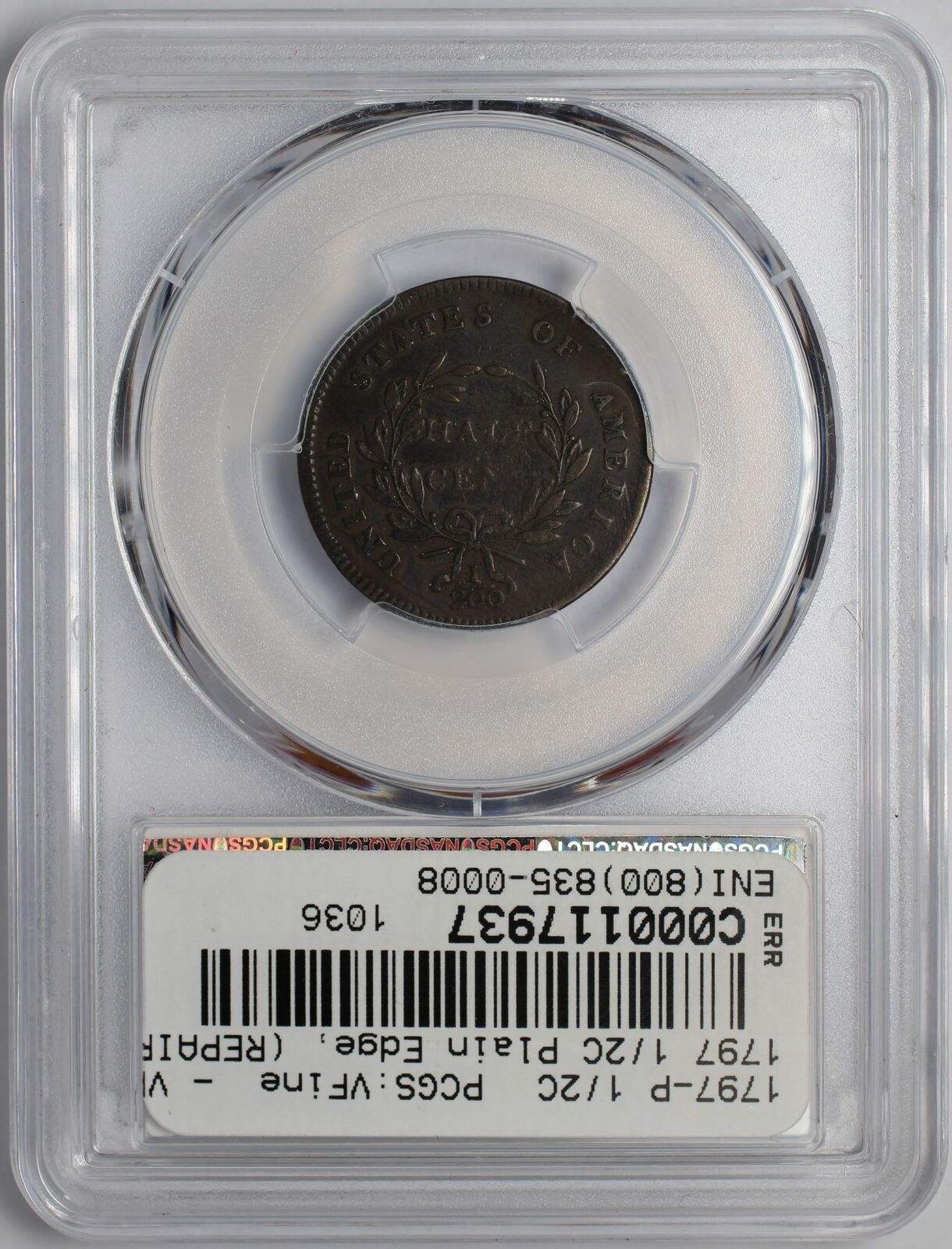 1797 Liberty Cap Half Cent PCGS Genuine Repaired-VF Detail Plain Edge - 117937A - Fresh Stock Dated December 2025