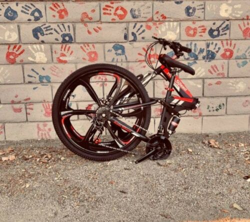 NEW FOLDING MOUNTAIN BIKE MTB 21 SPEED FULL SUSPENSION 26x17 - AUTHENTIC! - Fresh Stock Dated December 2025