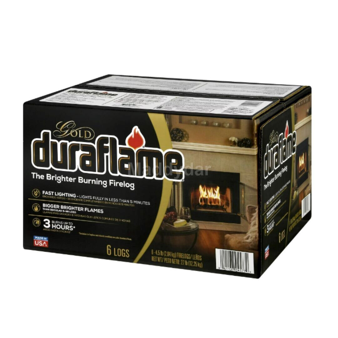 Duraflame Fire Logs 6 Pack - 4.5lb Bright Burning 3 Hour Burn Time Fast Lighting - Fresh Stock Dated January 2026