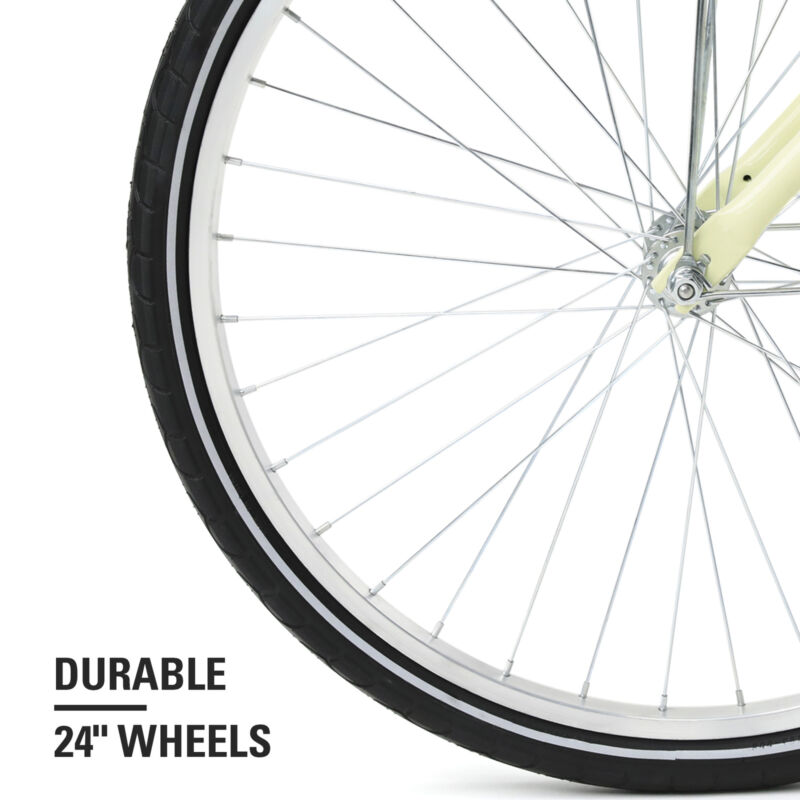 Beach Cruiser Bike 24 Inch Bicycle Step-through Frame Comfort Classic Ride - Fresh Stock Dated December 2025