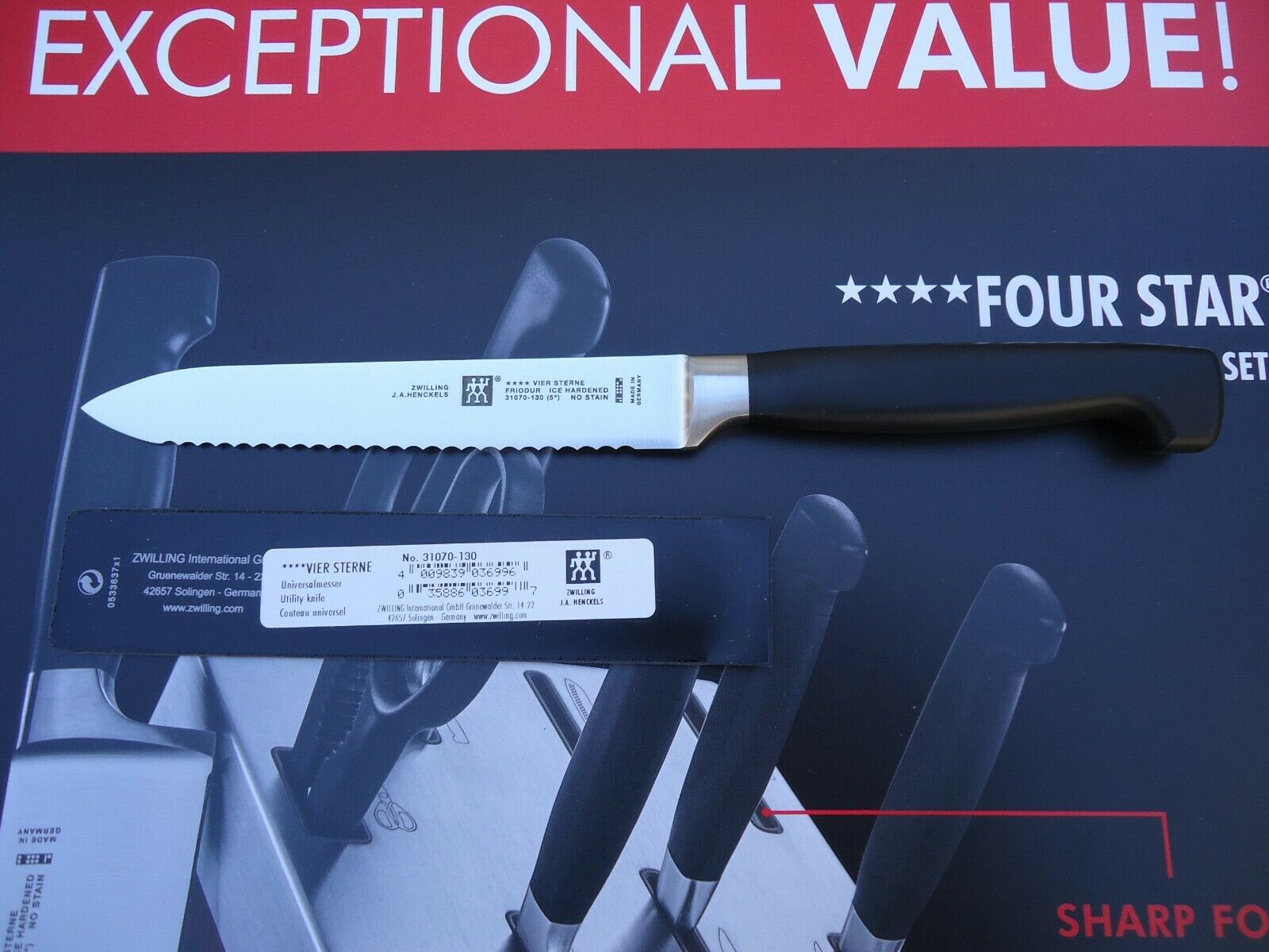 NEW ZWILLING J.A. Henckels Four Star 5