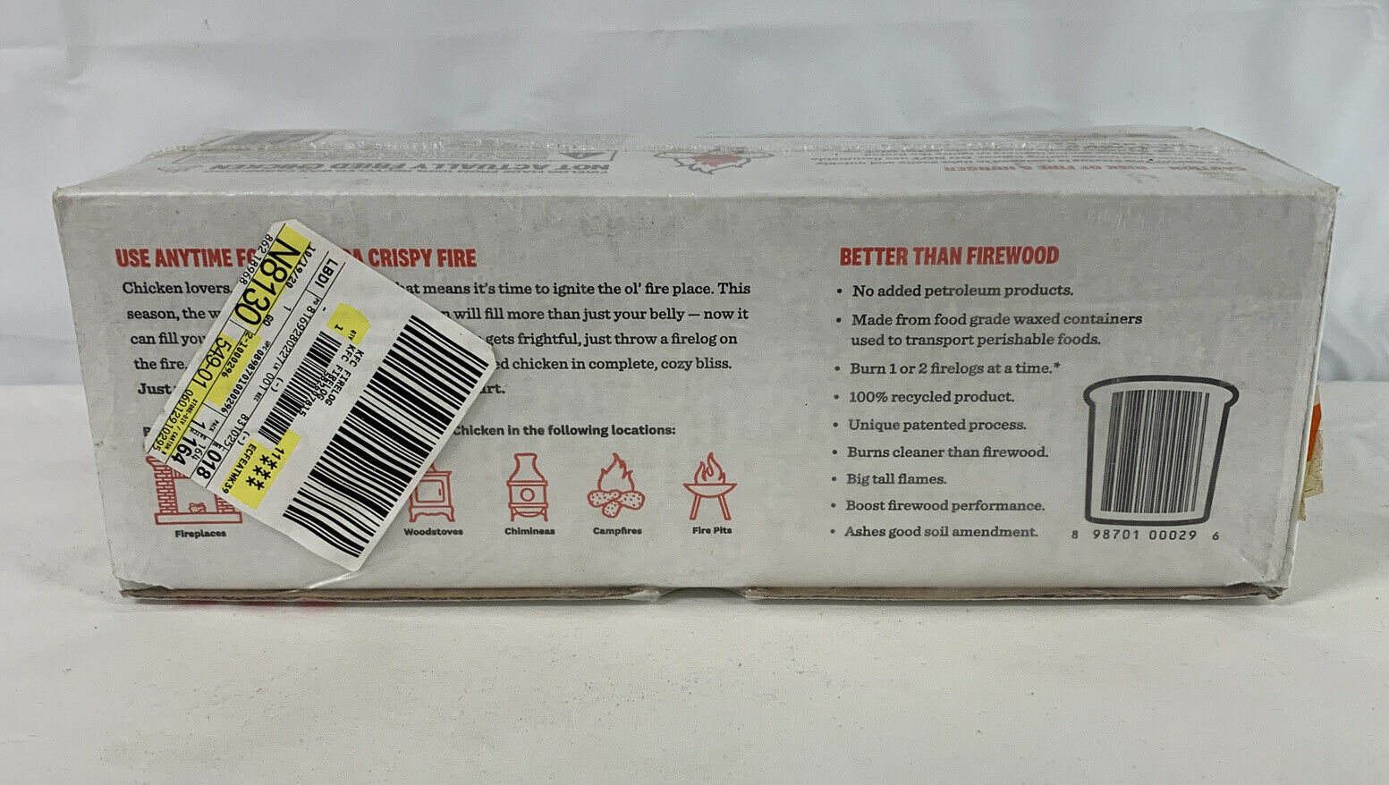 LOT OF 3 NEW Genuine KFC Fire Log 11 Herb Spice ENVIROLOG Kentucky Fried Chicken - Fresh Stock Dated December 2025