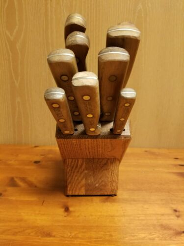 Vintage USA Chicago Cutlery 9 Pc. Piece Knife Set With Sharpener & Block - Fresh Stock Dated January 2026