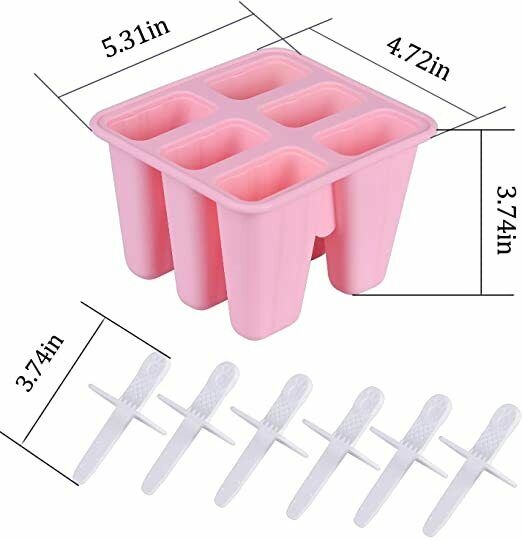 Popsicle Molds, 6 pcs Silicone Ice Pop Molds, Reusable Ice Pop Maker, Pink - Fresh Stock Dated February 2026