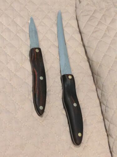 CUTCO 1020 & 1021 Paring & Trimmer Knives Brown Red/Orange Swirl Lamb Handles - Fresh Stock Dated January 2026