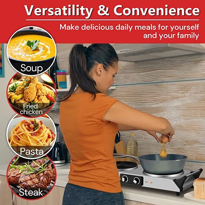 Estufa Cocina Electrica De 2 Hornillas Portatil Para Casa Apartamento Campamento - Fresh Stock Dated February 2026