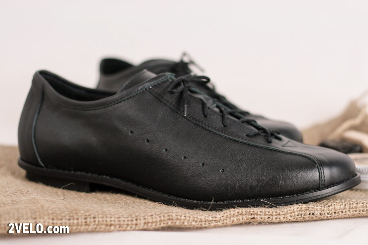 Classic Road Cycling Shoes, natural leather, handmade, vintage style, black - Fresh Stock Dated December 2025