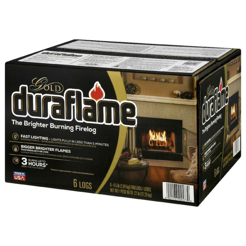 Duraflame Fire Logs 6 Pack - 4.5lb Bright Burning 3 Hour Burn Time Fast Lighting - Fresh Stock Dated December 2025