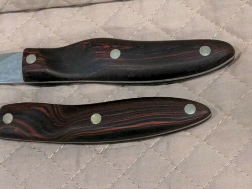 CUTCO 1020 & 1021 Paring & Trimmer Knives Brown Red/Orange Swirl Lamb Handles - Fresh Stock Dated January 2026