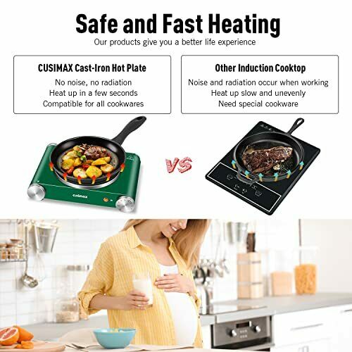 Cusimax Hot Plate for Cooking 1500W Electric Single Burner Portable Stove ,Green - Fresh Stock Dated February 2026
