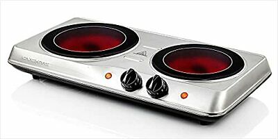 1700W Double Hot Plate Electric Countertop Infrared Stove Double Burner Silver - Fresh Stock Dated January 2026