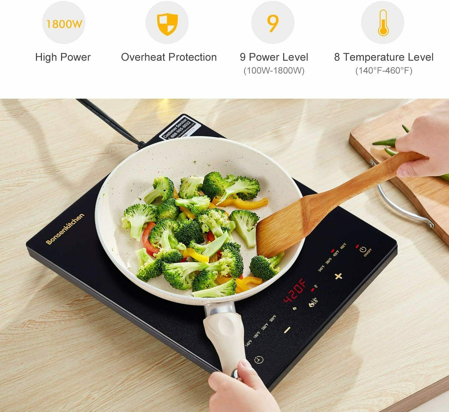1800W Portable Induction Hob Cooktop Electric Countertop Burner LCD Touch Sensor - Fresh Stock Dated February 2026