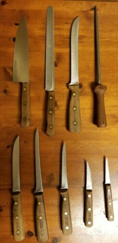 Vintage USA Chicago Cutlery 9 Pc. Piece Knife Set With Sharpener & Block - Fresh Stock Dated January 2026