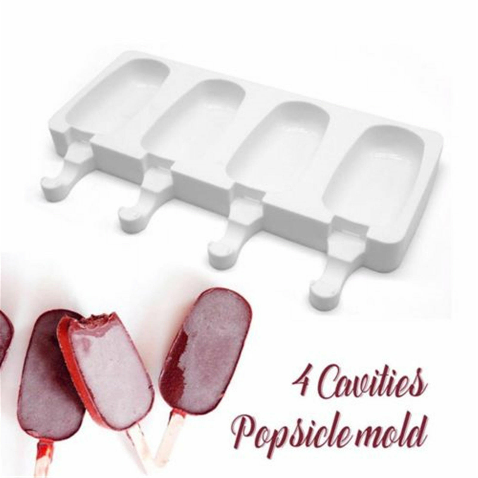4 Cell Silicone Popsicle Mold 4 Cavity Frozen Ice Cream Mould Pop Lollipop Tray - Fresh Stock Dated January 2026