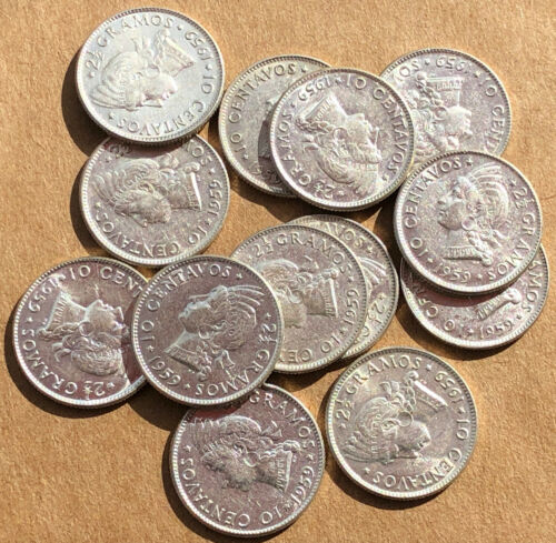1959 Dominican Republic Silver 10 Centavos Uncirculated. Nice Coins - Fresh Stock Dated December 2025