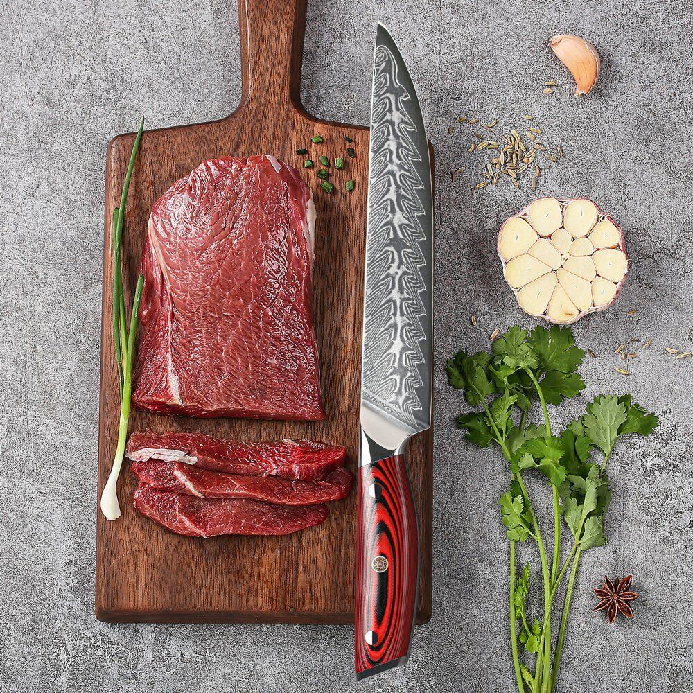 TURWHO 8inch Slicing Knife 67-Layer Japanese VG10 Damascus Steel Kitchen Knife - Fresh Stock Dated February 2026