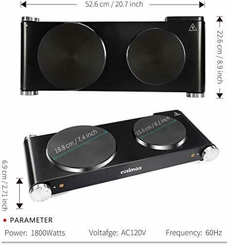 Cusimax Double Hot Plates, 1800W Double Burner, Portable Electric Hot Plate - Fresh Stock Dated February 2026