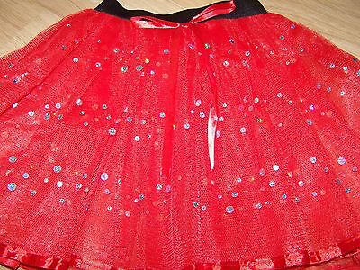 Child Size 4-6 Homemade Red Silver Sequins Tulle Tutu Skirt Dance Costume New - Fresh Stock Dated December 2025