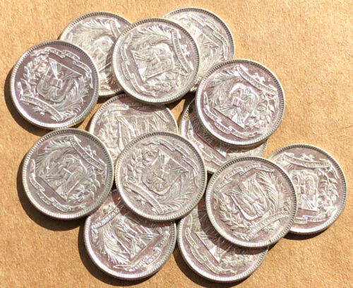 1959 Dominican Republic Silver 10 Centavos Uncirculated. Nice Coins - Fresh Stock Dated December 2025