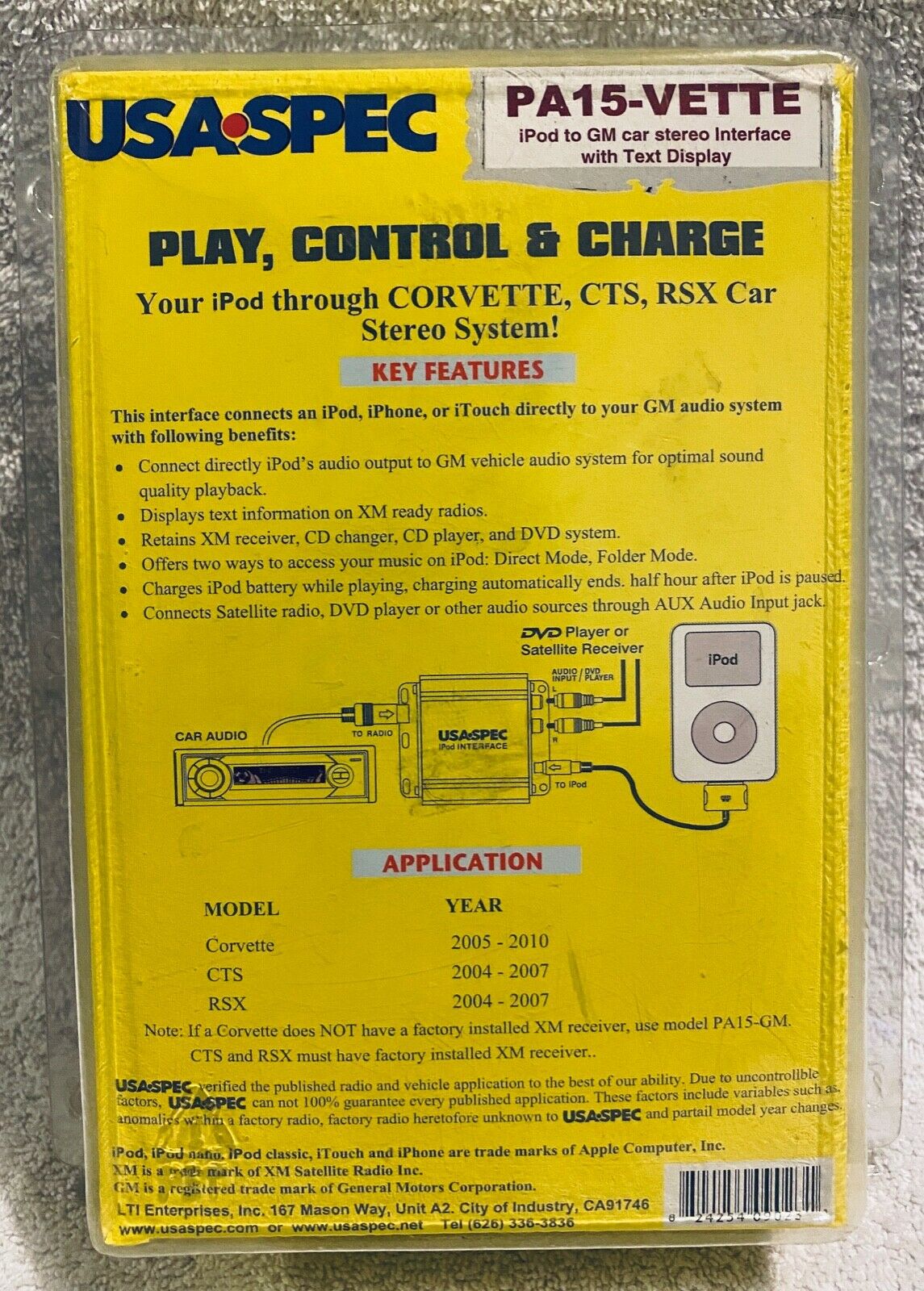 USA SPEC (PA15-VETTE) iPod to Factory Radio w AUX (RCA) 03-11 CORVETTE/CADILLAC - Fresh Stock Dated December 2025