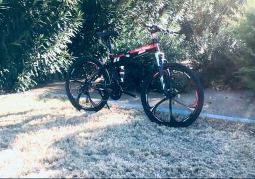 NEW FOLDING MOUNTAIN BIKE MTB 21 SPEED FULL SUSPENSION 26x17 - AUTHENTIC! - Fresh Stock Dated December 2025