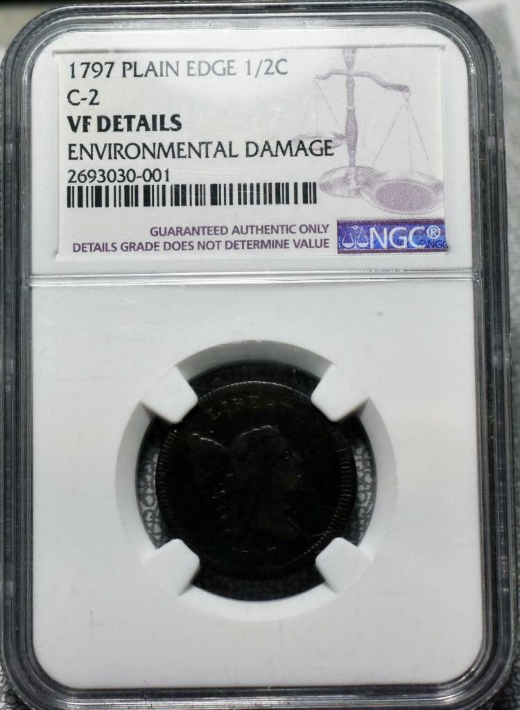 1797 PLAIN EDGE C-2 VF NGC LIBERTY CAP HALF CENT  ID#FF34 - Fresh Stock Dated December 2025