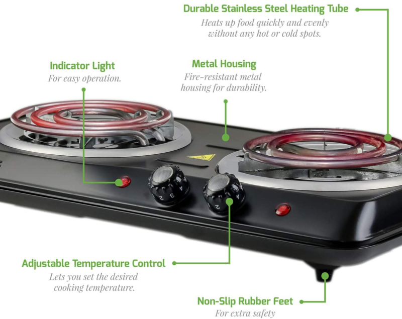 estufas electricas estufa portatil cocina 2 quemadores de acero inoxidable - Fresh Stock Dated February 2026