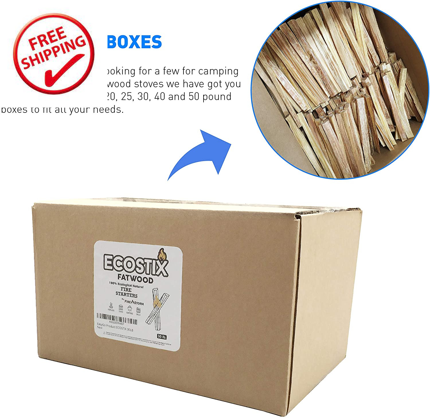 Easygoproducts Approx. 120 Eco-Stix Fatwood Fire Starter Kindling Firewood Stick - Fresh Stock Dated January 2026