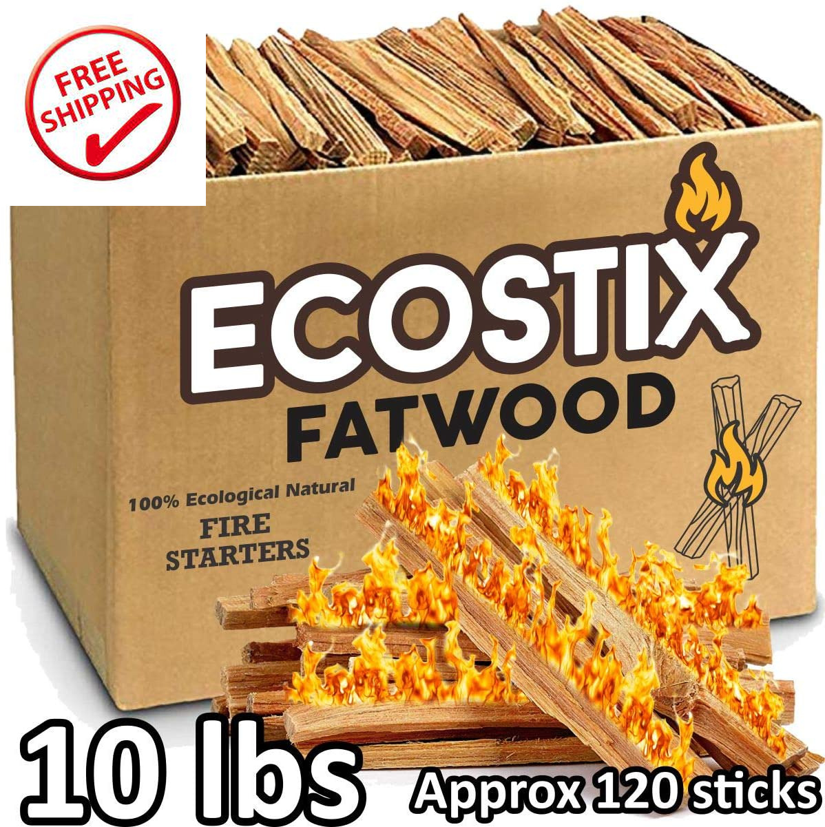 Easygoproducts Approx. 120 Eco-Stix Fatwood Fire Starter Kindling Firewood Stick - Fresh Stock Dated January 2026